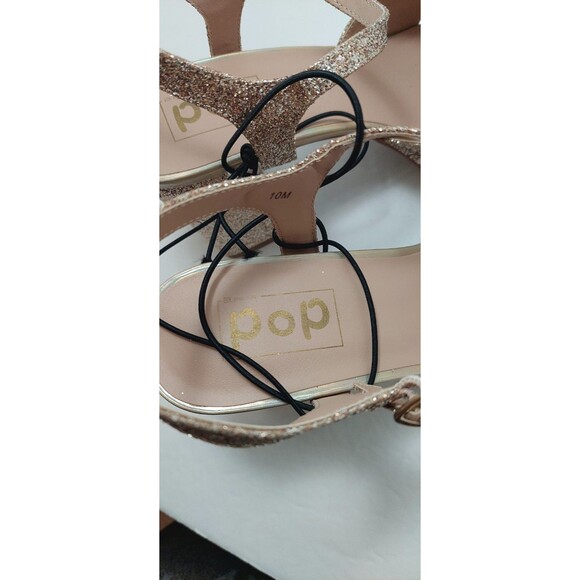 Pop Women's Size 10 M Cultured Heeled Sandals Gold tone Glitter Sparkles 10M - Picture 9 of 13
